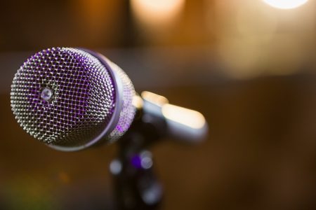 Close-up of microphone in bar